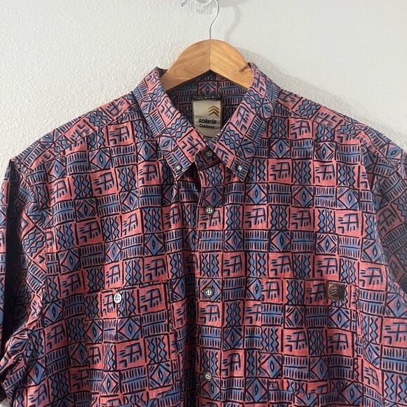 Vintage Solaris Outdoors Men's Shirt SZ XL Fun Design (pink/blue) 80s - Picture 3 of 15